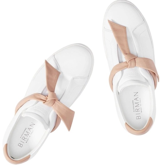 $425 40 9.5-10 ALEXANDRE BIRMAN Clarita Sneaker Suede Nude Bow Leather Shoes - Picture 6 of 7